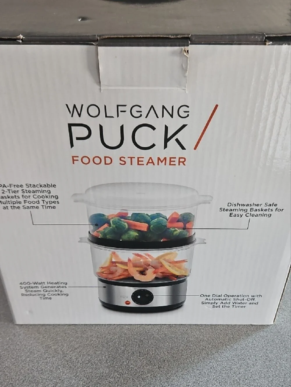 NEW Stainless Steel and Clear Food Steamer - Black/Silver